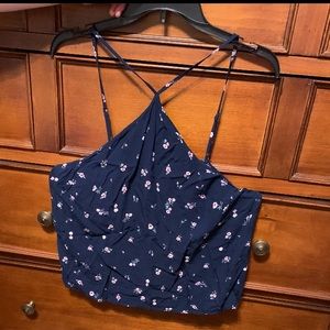 Navy blue with floral print tank top